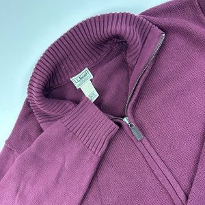 LL Bean Men's Burgundy SZ XLT Heavy Knit Long Sleeve Sweater Jacket Full Zip